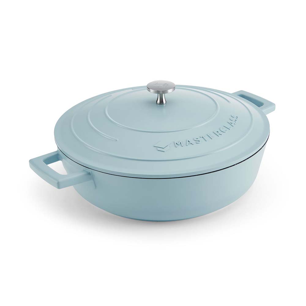 Braadpan, 28cm  Laag - 2,5 L - Licht Blauw - Lichtgewicht - Levenslange garantie - Geschikt voor inductie - MasterClass