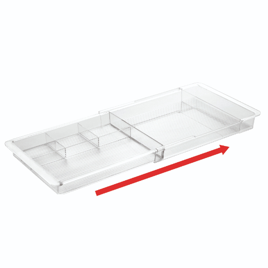 Lade Organizer, 6 Vakken, Uitschuifbaar, 28.6 x 19.7 x 3.3 cm, Kunststof, Transparant - iDesign | Linus