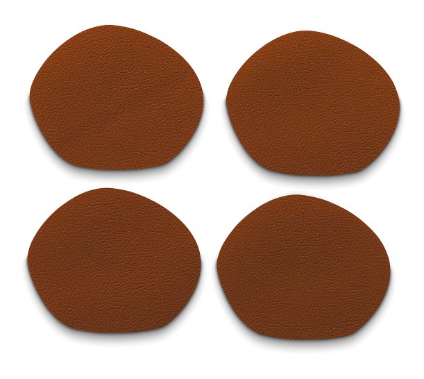 Glazen Onderzetter, Kunstleer, 10 x 12 cm, Bruin, Set van 4 Stuks - Kela | Stone