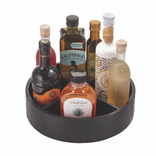 Lazy Susan Draaiplateau met Vakken, 30.5 cm, Paulownia Hout, Zwart - iDesign | The Home Edit