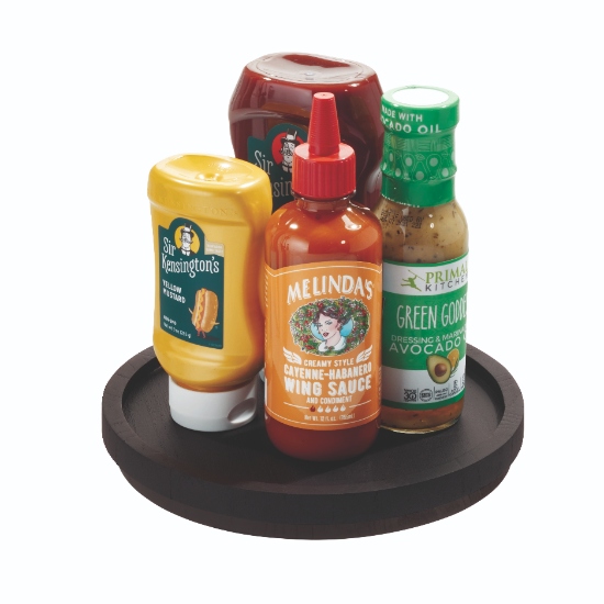 Lazy Susan Draaiplateau, 23 cm, Paulownia Hout, Zwart - iDesign | The Home Edit