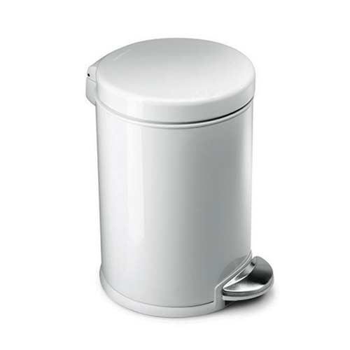 Afvalemmer RVS rond wit, 4,5 liter - Simplehuman