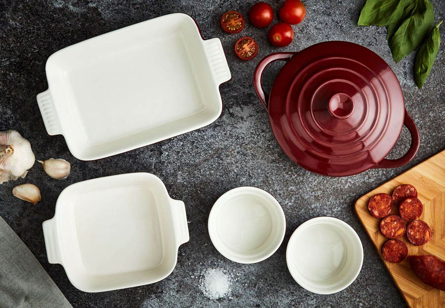 Ovenschalen Gift Set, 5 Delig, Rood, Keramiek - Barbary & Oak | Foundry