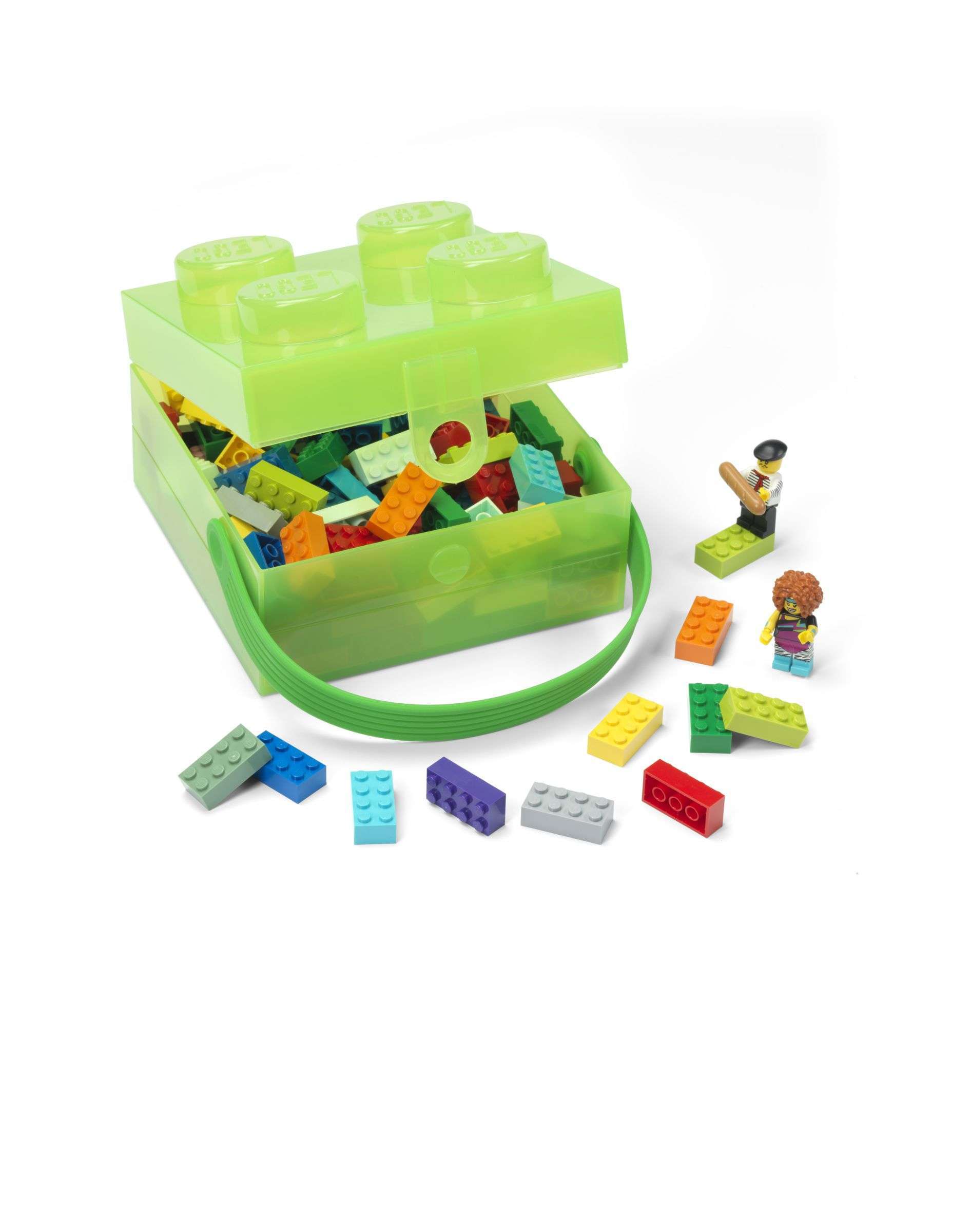 Lunchbox Brick 4 met Handvat, Transparant Groen - LEGO