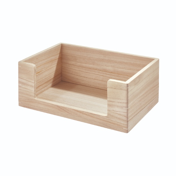 Opbergbox, Open, 25.5 x 38 x 15 cm, Paulownia Hout, Beige - iDesign | The Home Edit