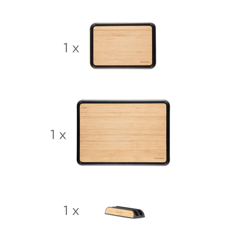 Snijplanken, set van 2 met Houder- Fledge Bamboe  - Bamboe & Kunststof | Dreamfarm