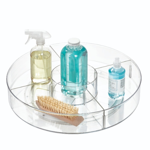 Lazy Susan Draaiplateau met Vakken, 45.7 cm, Kunststof, Transparant - iDesign | The Home Edit