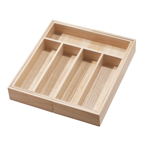 Bestekla Organizer, 38.1 x 34.3 x 6.4 cm, Uittrekbaar, Paulownia Hout - iDesign | Eco Wood