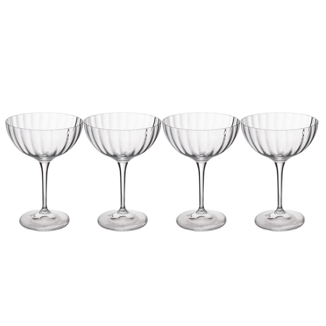Mikasa Treviso 4pc Champagne Coupe Glasses, 300ml, Gift boxed