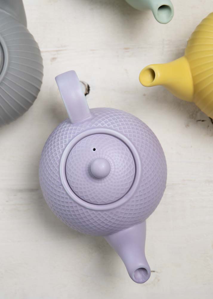 Theepot Globe - Met Textuur - 900ml - Incl Theefilter - Lila - Londen Pottery