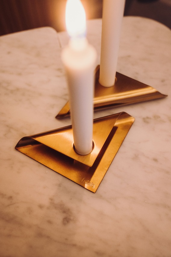Kaarsenhouder RVS, Goud - Höfats | Square Candle