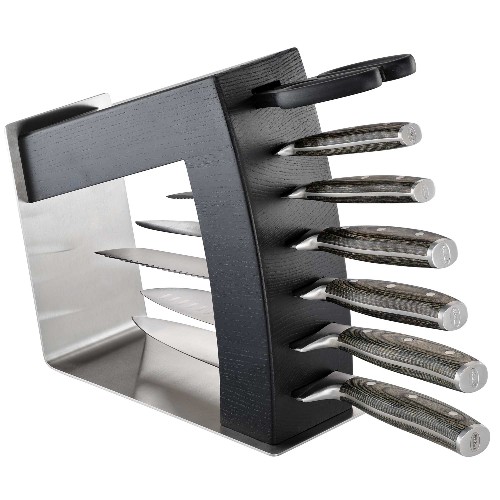 Messenblok, 7 Sleuven, Zwart, Essenhout, Edelstaal - Rösle | MoveX