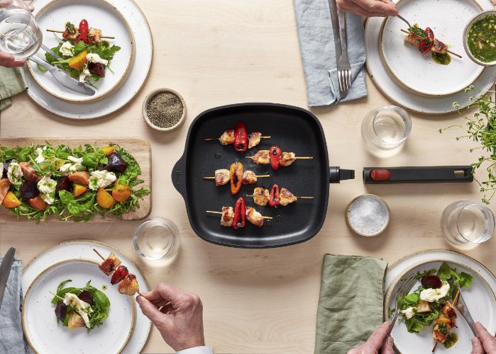 Hapjespan, Vierkant, 24 x 24 cm, 2.5 L, Gerecycled Aluminium, QXR Non Stick, Inductie - Woll | EcoLogic QXR