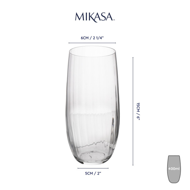Mikasa Treviso 4pc Highball Glasses, 400ml, Gift boxed