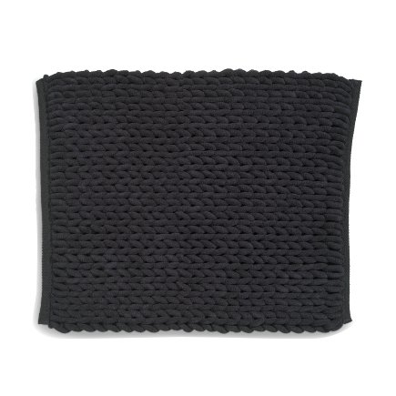 Badkamer Vloerkleed, Badmat, 65 x 55 cm, Zwart, Gerecycled Polyester, Katoen - Kela | Masha