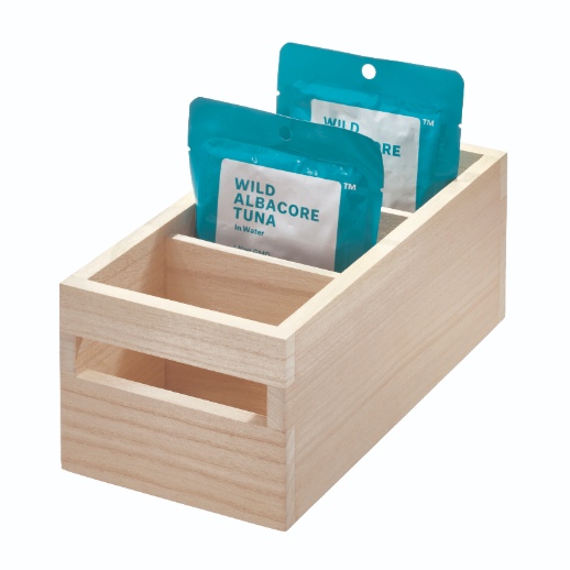 Opbergbox met Handvat, 3 Vakken, 12.7 x 25.4 x 10.2 cm, Paulownia Hout - iDesign | Eco Wood