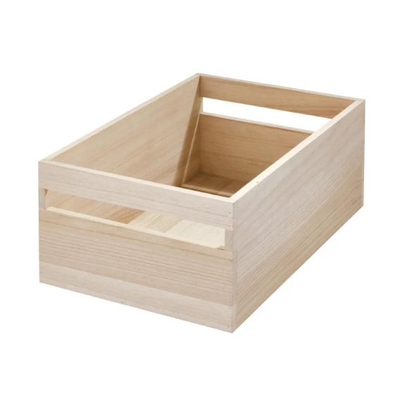 Opbergbox met Handvat, 25.4 x 38 x 15.2 cm, Paulownia Hout - iDesign | Eco Wood