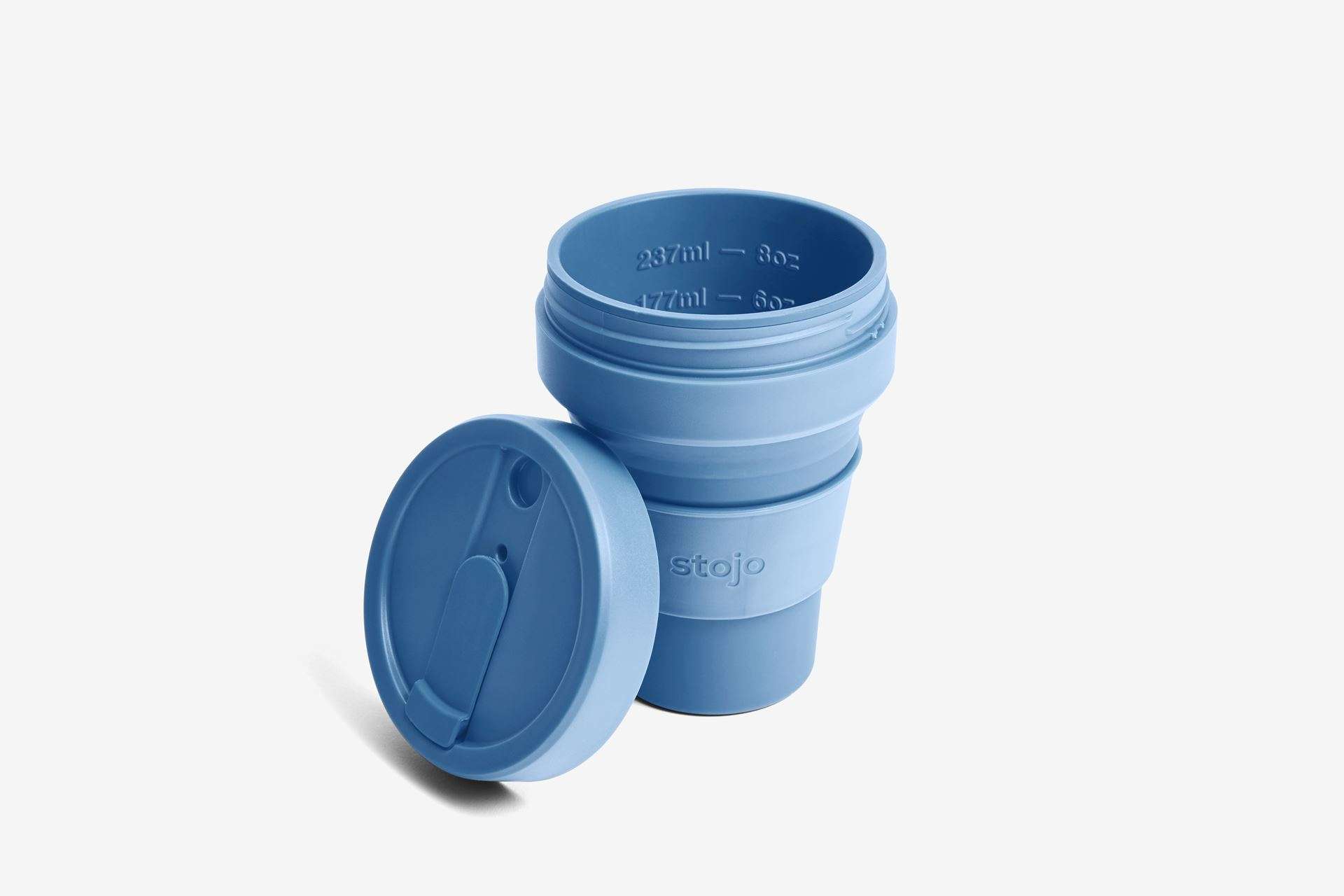 Junior Cup met Rietje, Steel - 250ml - Drinkbeker - Blauw - Opvouwbaar | Stojo