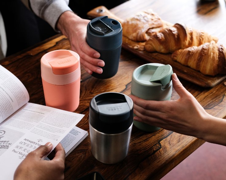 Flip Top Drinkbeker, Dubbelwandig, 0.34 L, Zilver - Joseph Joseph | Sipp