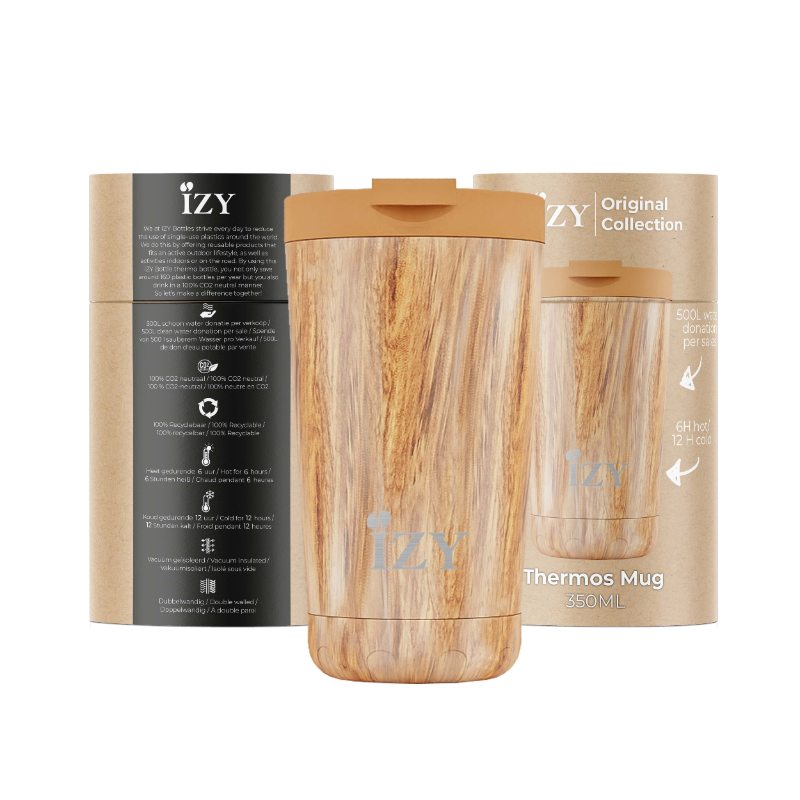 Thermosbeker 0.35L, RVS, Design Bruin - IZY | Original Collection