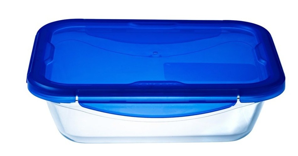 Cook & Go Rechthoekige Schaal Met Deksel - Set van 3 Stuks - Blauw - Pyrex