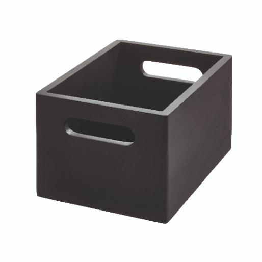 Opbergbox met Handgrepen, 19 x 25.5 x 15 cm, Paulownia Hout, Zwart - iDesign | The Home Edit