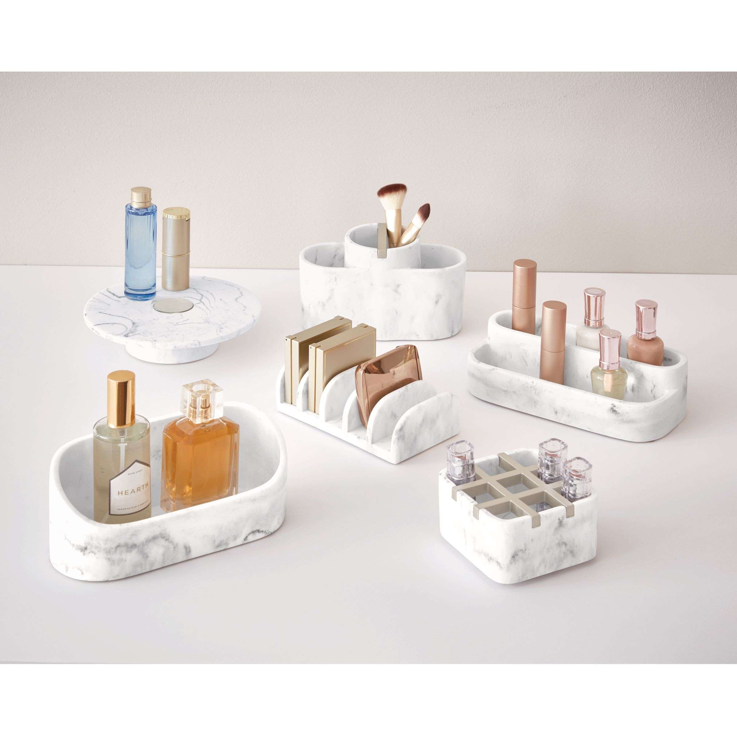 Badkamer Organizer, Plateau, Rond, Kunststof, Marmer Patroon - iDesign | Dakota