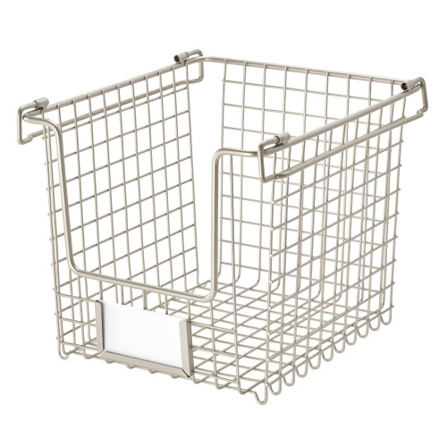 Opbergmand, 25.4 x 21.8 x 20.2 cm, Stapelbaar, RVS, Zilver - iDesign | Classico
