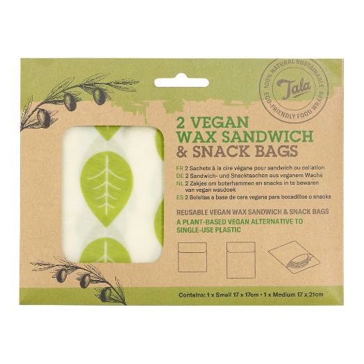 Vegan Sandwich & Snack Zakje, Set van 2 Stuks, Blaadjes - Tala