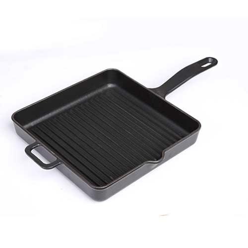 Gietijzeren vierkante grillpan mat zwart, 25cm - Sürel