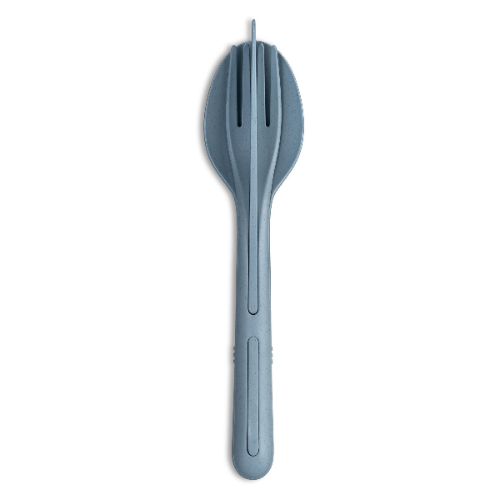 Reisbestek, Bestekset van 3 Stuks, Medium, Mes, Vork, Lepel, Natuur Bloemen Blauw, Organic Bio-Circular - Koziol | Klikk