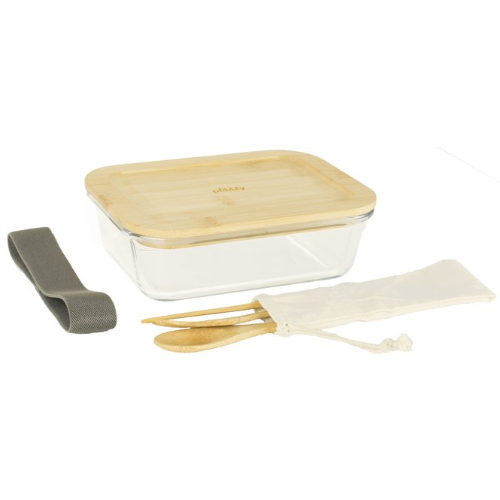 Lunchbox inclusief Bestekset, Bamboe, 1 liter - Pebbly
