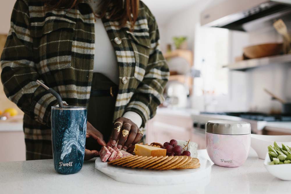 Thermosbeker - Azuriet Marmer - Koffiebeker - 530ml - Tumbler - Herbruikbaar - S'Well | Rose Agate