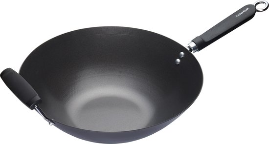 Oriental Wokpan, 36 CM, Carbonstaal, Non-Stick - KitchenCraft | World of Flavours