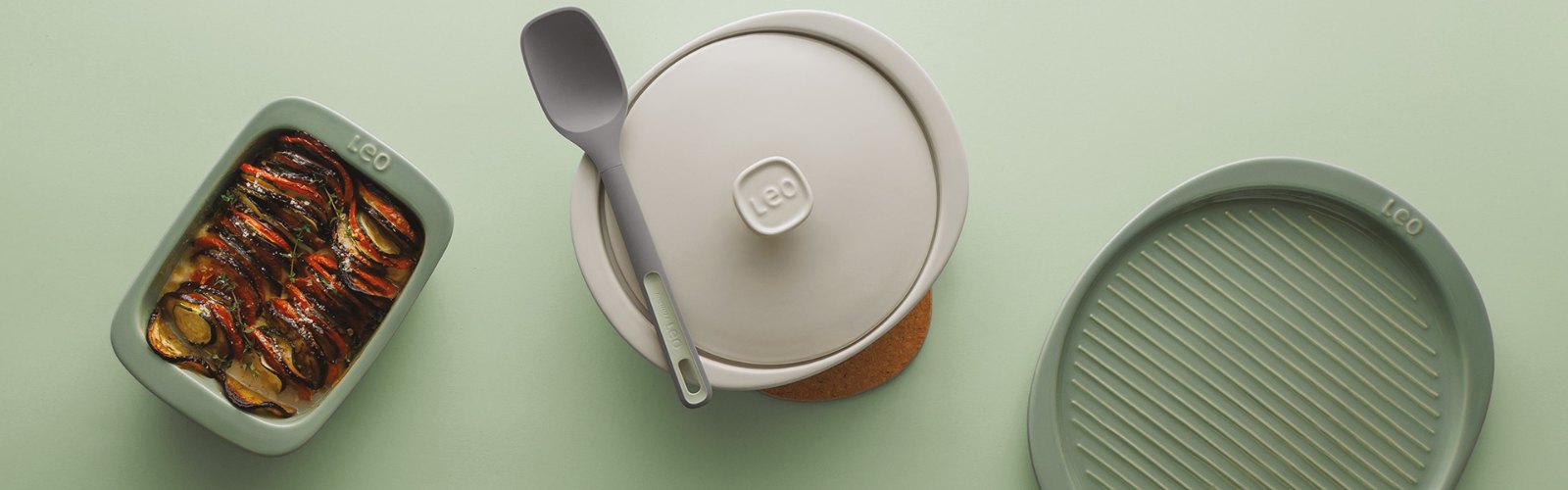 Balance Pizza Bakplaat, Rond, Geribbeld, Keramiek, Sage - BergHOFF | Leo Line