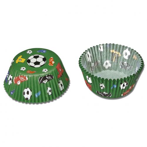 Papieren mini cupcake vormpjes voetbal, set van 50 - Städter