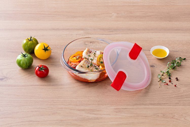 Cook & Heat Ronde Schaal Met Magnetronbestendige Deksel - Set van 3 Stuks - Glas - Pyrex