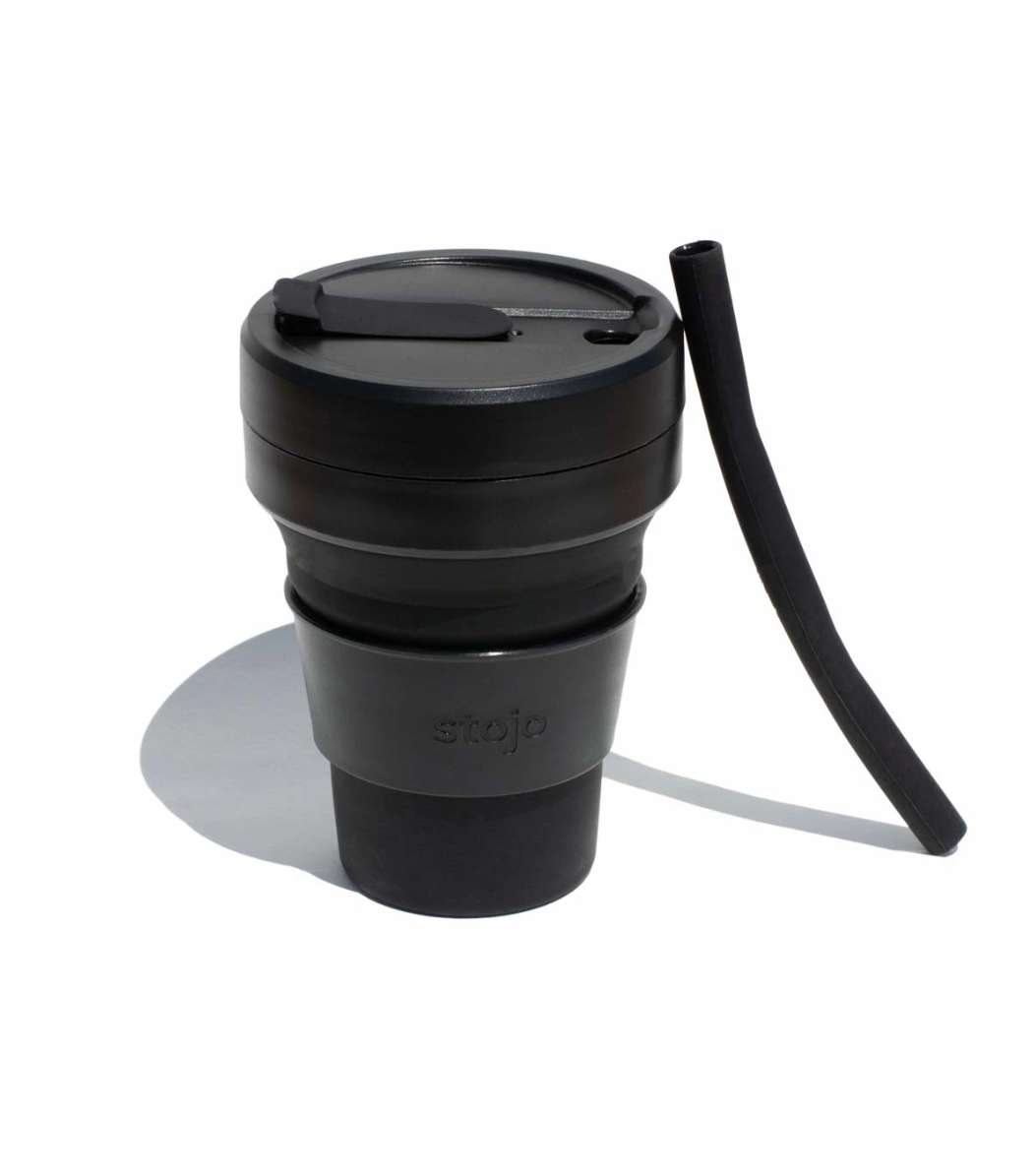 Biggie Cup, Black/White- 470 ml - Koffiebeker - Drinkbeker - Zwart/Wit - Opvouwbaar | Stojo