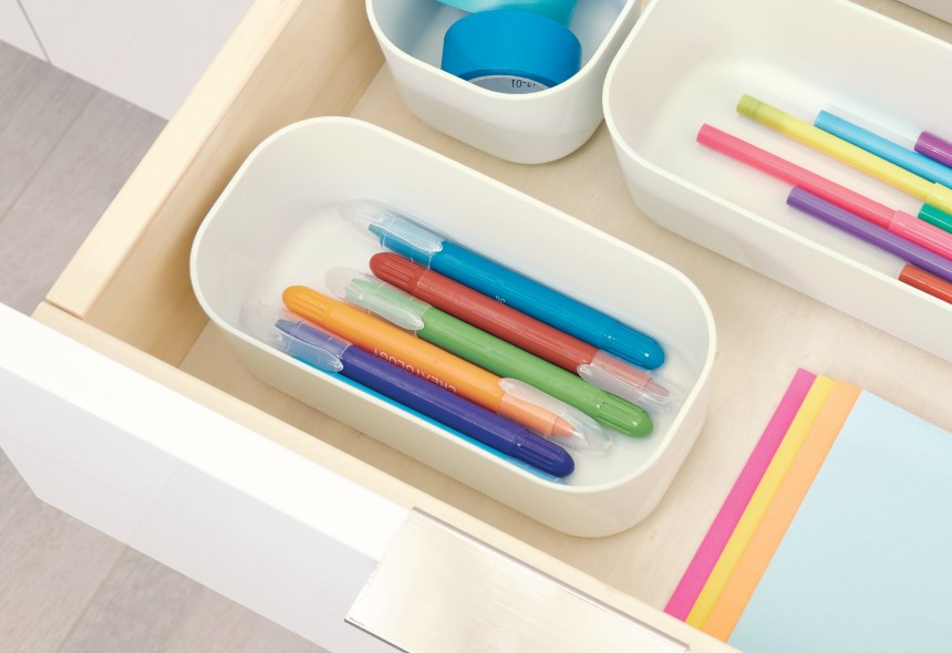 Opbergbox Open, Small, 9 x 18.5 x 6 cm, Gerecycled Kunststof/Hout, Beige - iDesign | Eco Storage