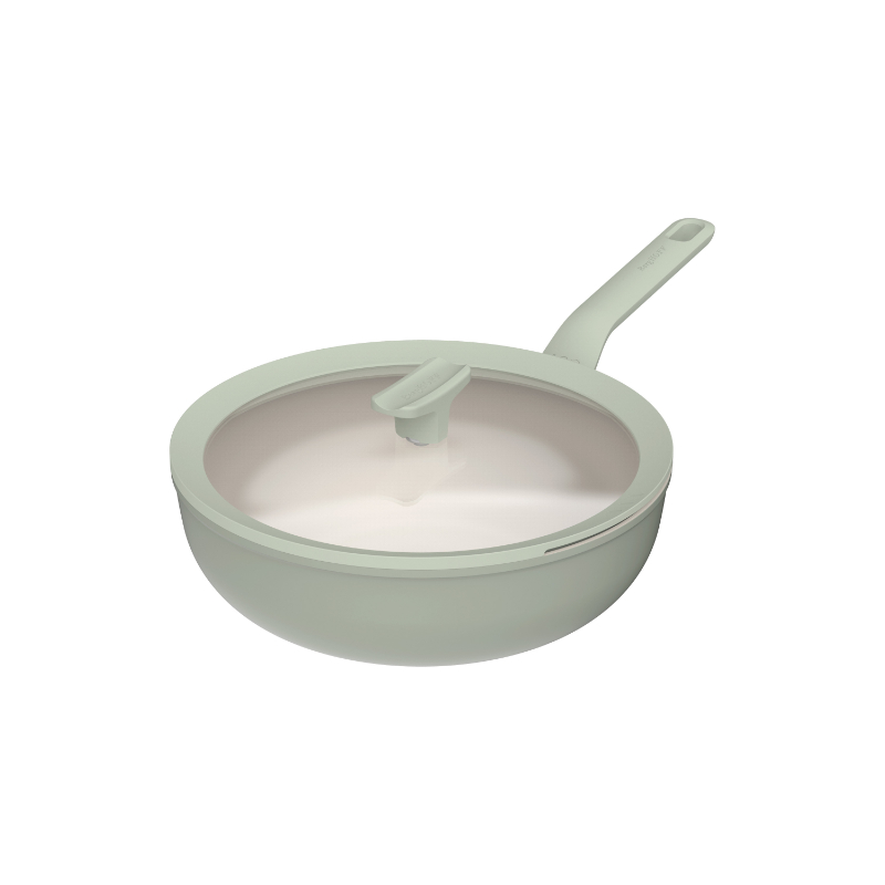 Balance Wokpan met Deksel, 28 cm, 4.2 L, Sage, Gerecycled Aluminium - BergHOFF | Leo Line