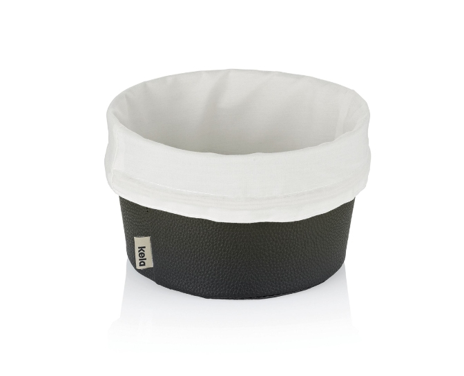 Broodmand, 2-Delig, Kunstleer, Zwart, Ø 19 cm - Kela | Grana