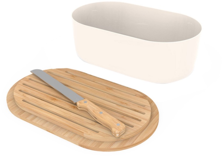 Broodtrommel 4 in 1, Bamboe, Crème - Pebbly