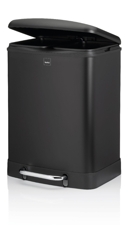 Afvalemmer, 2x 12 L, RVS, Zwart - Kela | Davino
