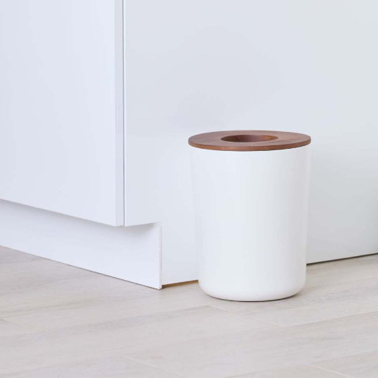 Afvalemmer, Staal/Hout - Kokoswit - iDesign | Eco Vanity
