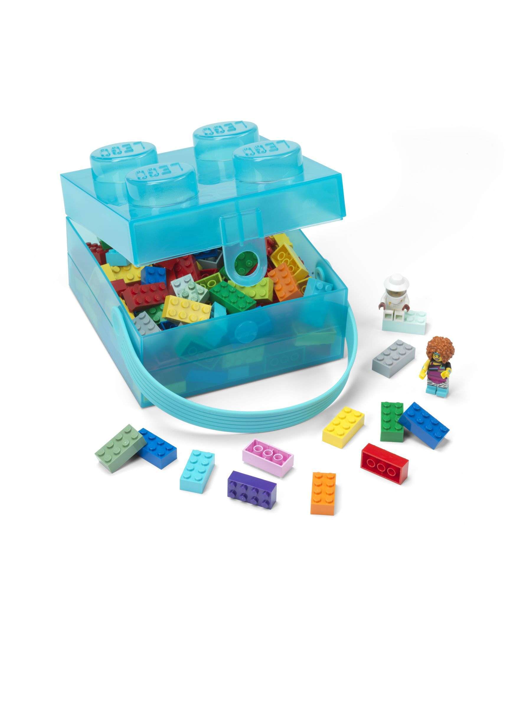 Lunchbox Brick 4 met Handvat, Transparant Blauw - LEGO