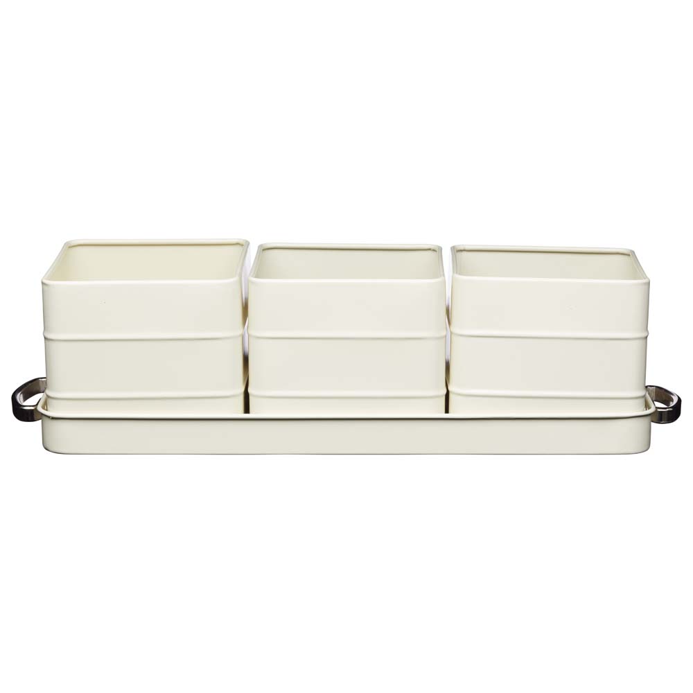 Kruidenpotten met Tray - Nostalgisch - Créme - Praktisch - Vintage - KitchenCraft | Living Nostalgia