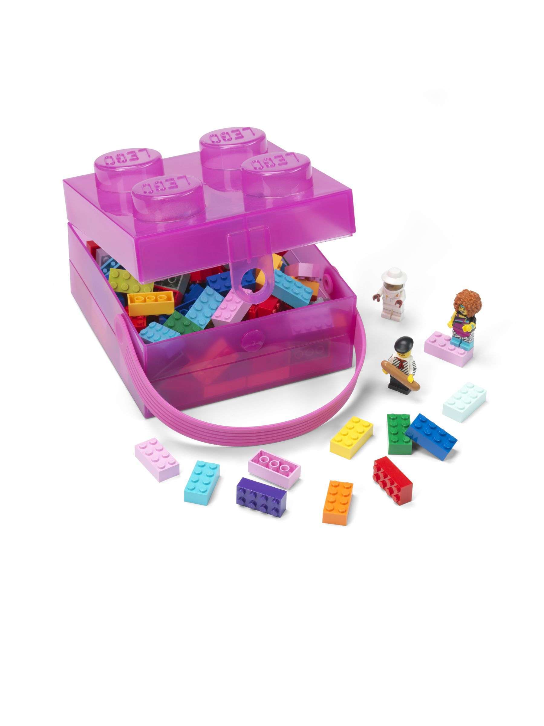 Lunchbox Brick 4 met Handvat, Transparant Paars - LEGO