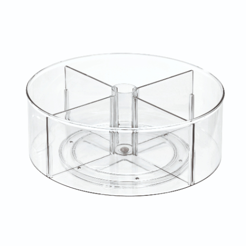Lazy Susan Draaiplateau met Vakken, 29.2 cm, Kunststof, Transparant - iDesign | The Home Edit