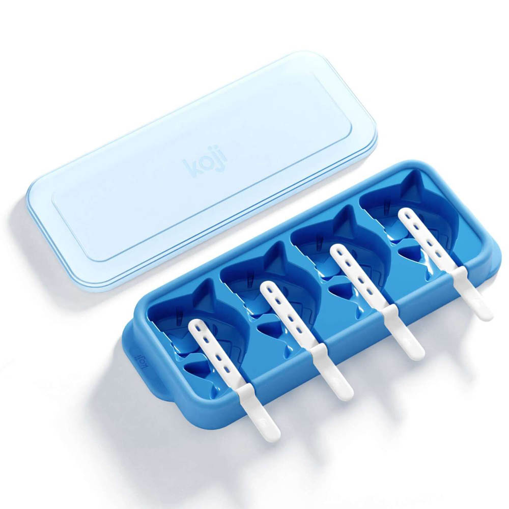IJslolly Vorm, Ice Pop Set, voor 4 IJsjes, Haai, Blauw, BPA vrij, Polypropyleen - Koji by ZOKU