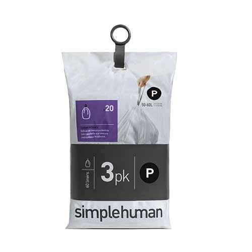 Afvalzakken Liner Pocket Code P, 50 - 60 liter, 3x20 stuks - Simplehuman